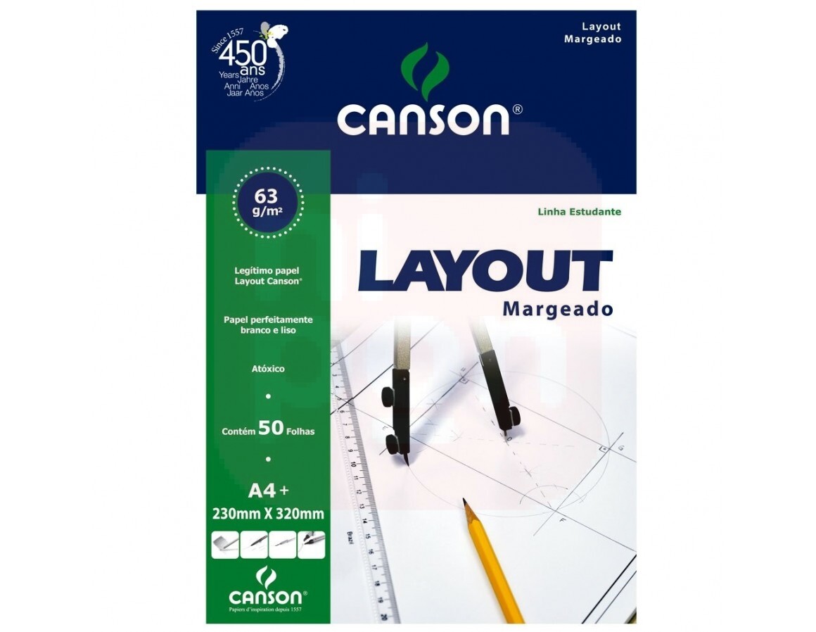 Bloco Layout Margeado A4 63g 50 Folhas Canson 0734